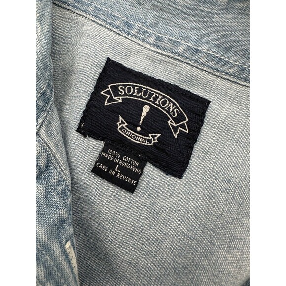 Solutions 80’sWoman Embroidered Denim Button Front Shirt S Blue Christmas‎ Large - Picture 4 of 8